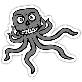 Oktopus Alien Monster Horror Außerirdischer Grinst - Sticker Größe S (10 x 10 cm) - Mattweiß - Vorne