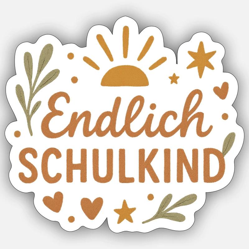 Schulkind Shirt – Einschulung Geschenk 2025 - Sticker Größe S (10 x 10 cm) - Mattweiß