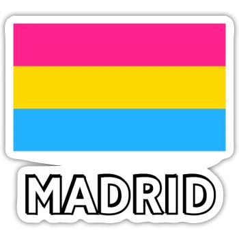 Pan Pride Flagge Madrid - Sticker Größe S (10 x 10 cm) - Mattweiß - Vorne