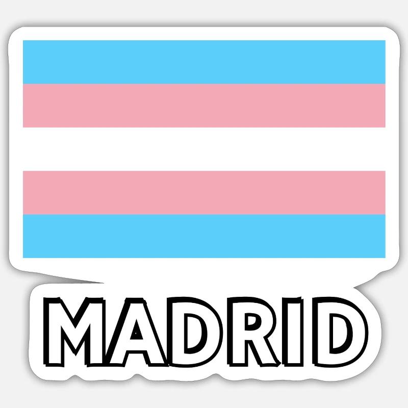 Trans Pride Flagge Madrid - Sticker Größe S (10 x 10 cm) - Mattweiß