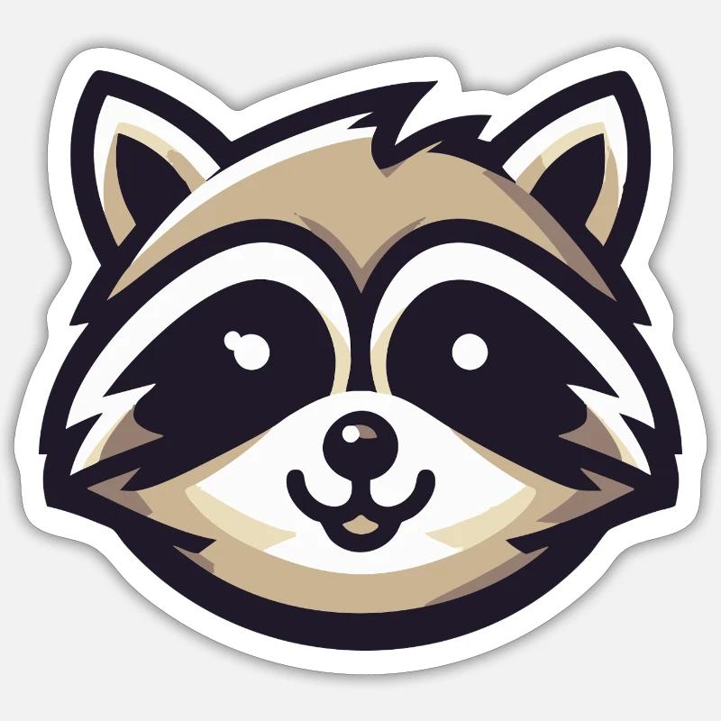 Portrait de raton laveur - Sticker taille S (10 x 10 cm) - blanc mat