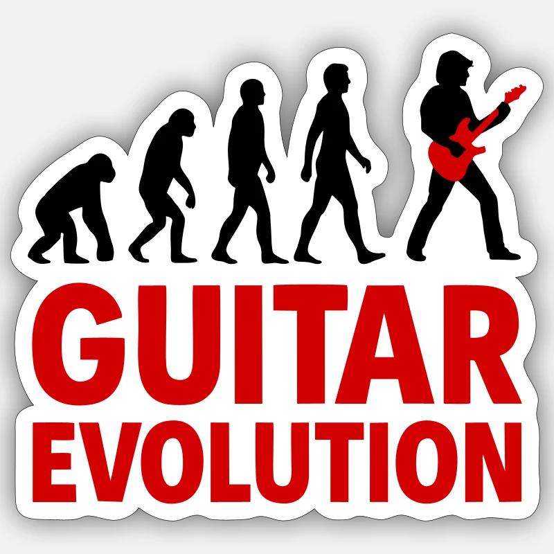 Guitar Evolution Rock Musik - Sticker Größe S (10 x 10 cm) - Mattweiß