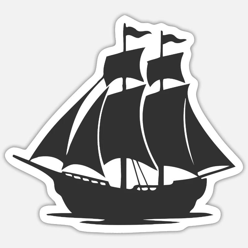 Mysterious Sailing Ship Silhouette - Sticker size S (10 x 10 cm) - white matte