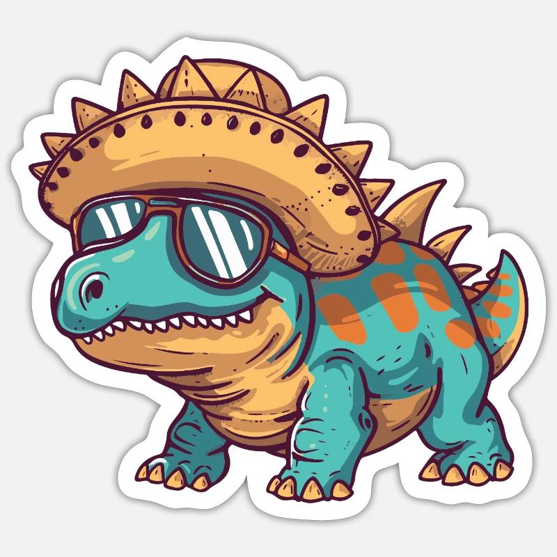 Dinosaur stegosaurus Sombrero Sticker size S (10 x 10 cm)