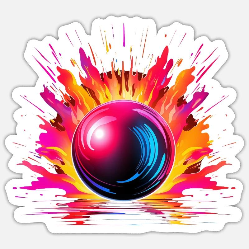 Bowling - Sticker Größe S (10 x 10 cm) - Mattweiß
