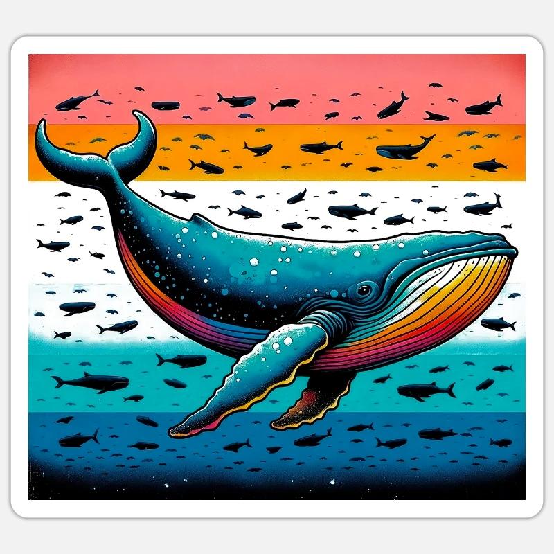 baleine - Sticker taille S (10 x 10 cm) - blanc mat