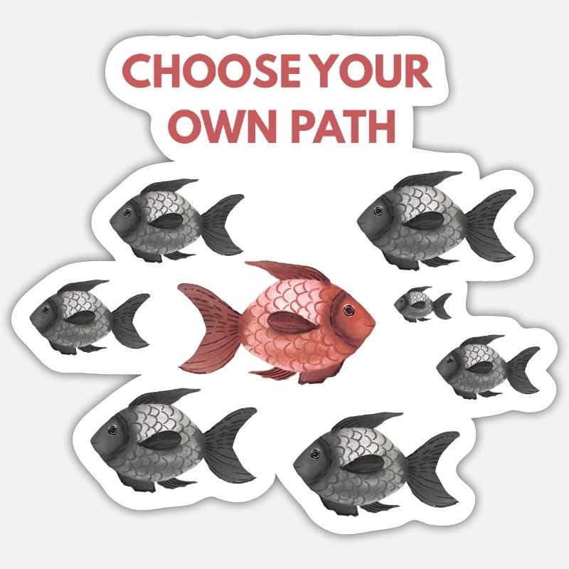 Choose your own path red fish Sticker size S (10 x 10 cm)