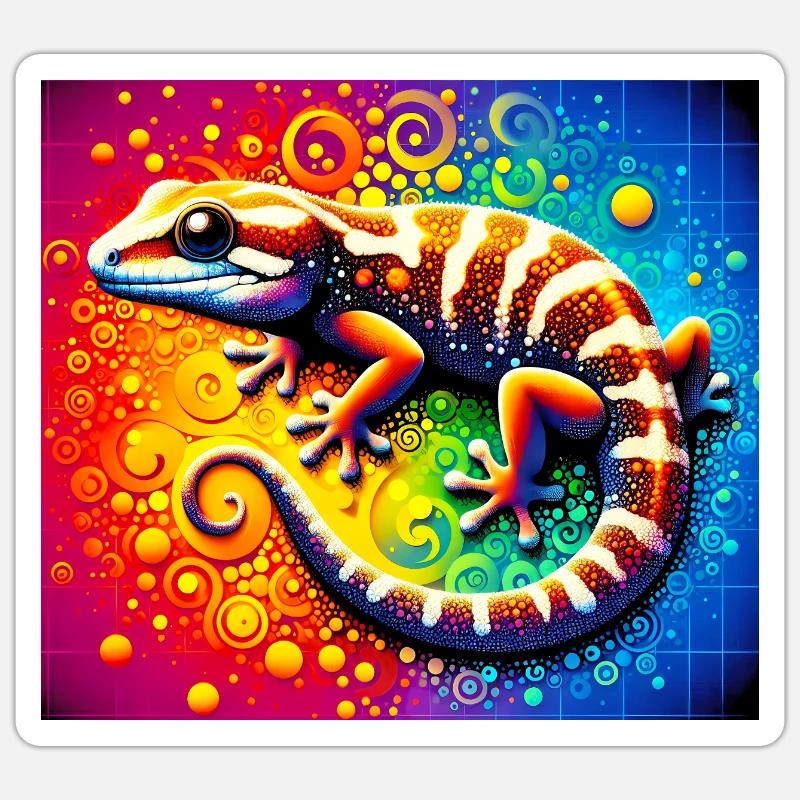 Gecko - Sticker taille S (10 x 10 cm) - blanc mat