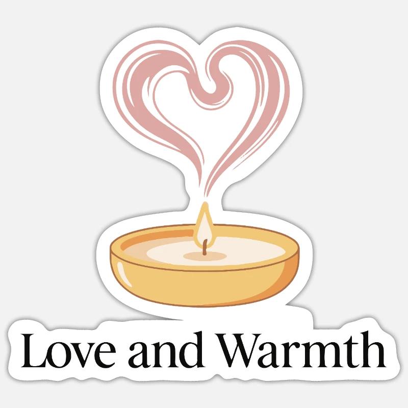 Heart Shaped Candle Flame Illustration - Sticker size S (10 x 10 cm) - white matte