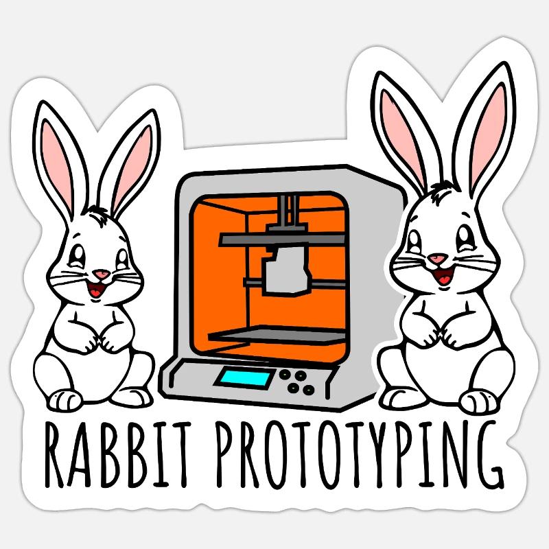Rabbit Prototyping - Hasen drucken mit 3D Drucker Sticker Größe S (10 x 10 cm)