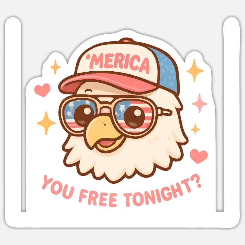 Tu es libre ce soir, Eagle, 4 juillet Sticker taille S (10 x 10 cm)
