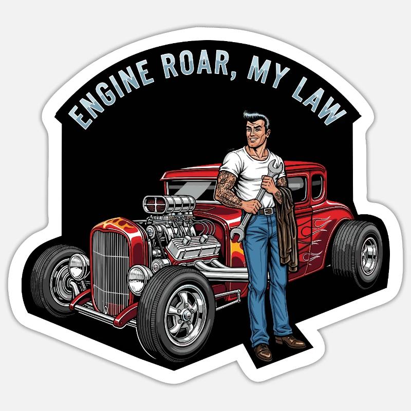 Hot engine and rebellious style - Sticker size S (10 x 10 cm) - white matte