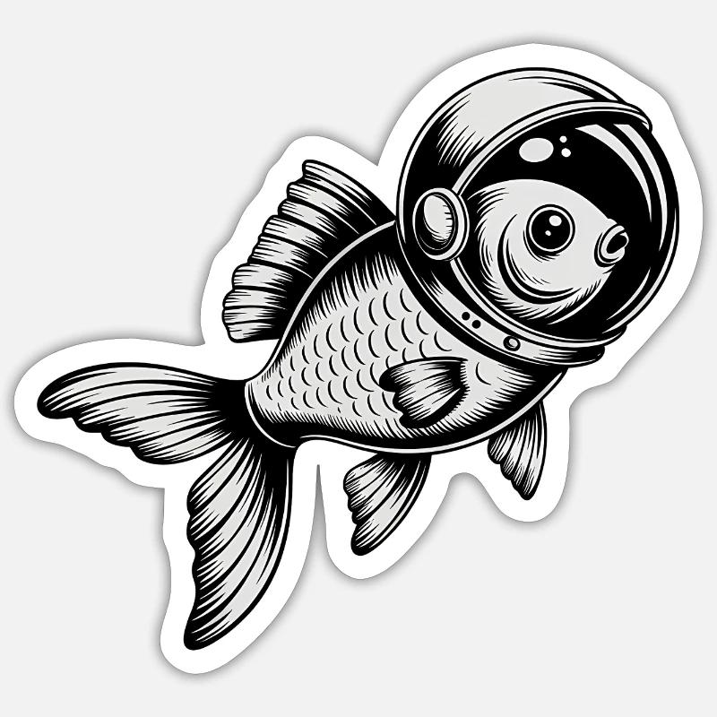 Fish in Space - Cool Astonomy Logo Sticker size S (10 x 10 cm)