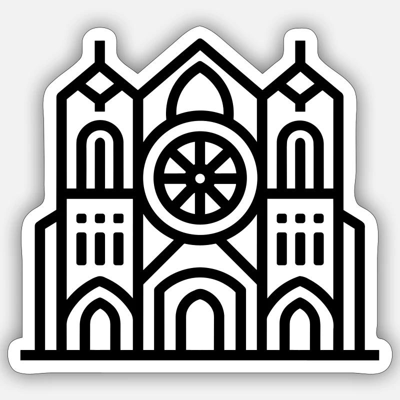 cathédrale - Sticker taille S (10 x 10 cm) - blanc mat
