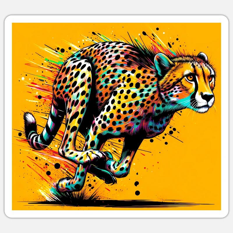 guépard - Sticker taille S (10 x 10 cm) - blanc mat