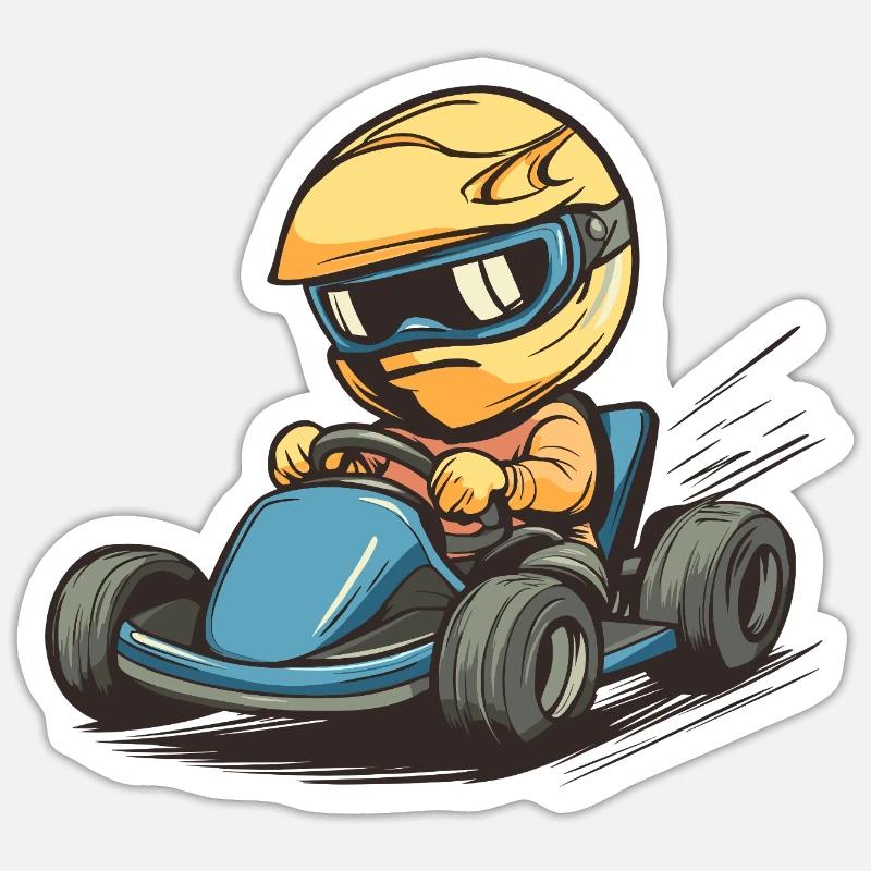 Karting - Sticker taille S (10 x 10 cm) - blanc mat