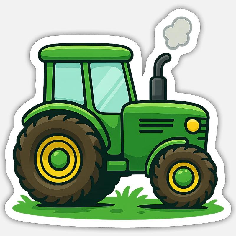 Traktor Kinder Geschenkidee - Sticker Größe S (10 x 10 cm) - Mattweiß