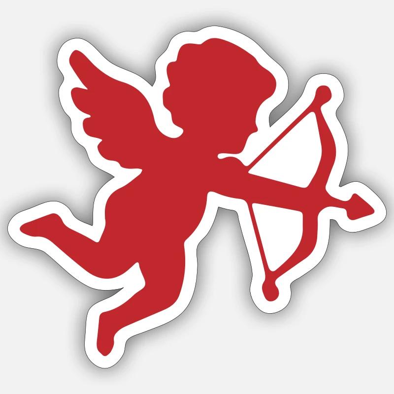 Conception romantique de la silhouette de Cupidon Sticker taille S (10 x 10 cm)