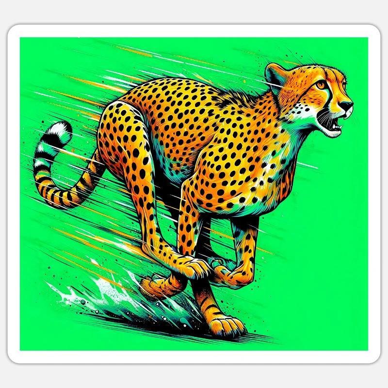 guépard - Sticker taille S (10 x 10 cm) - blanc mat