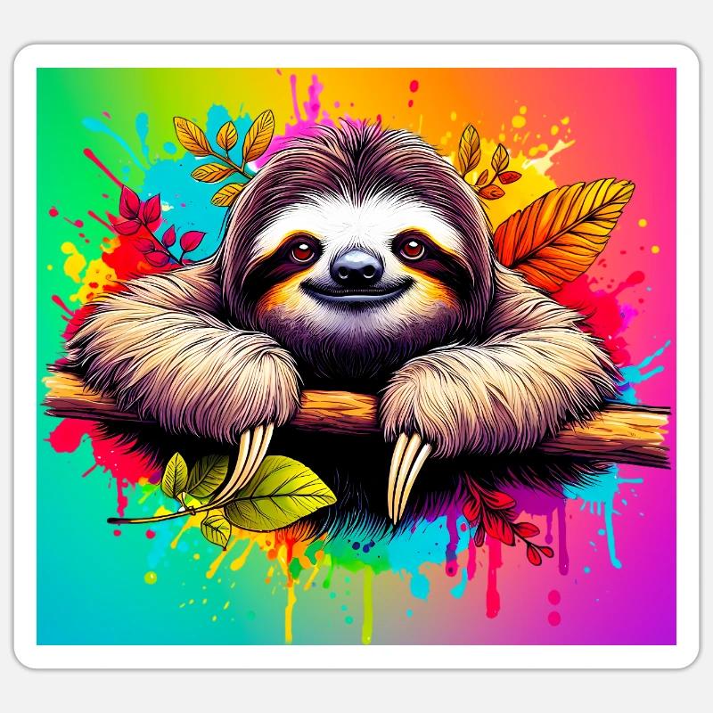 Faultier - Sticker Größe S (10 x 10 cm) - Mattweiß