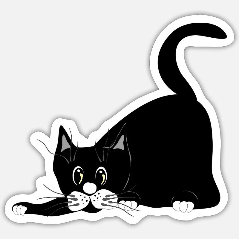 chat - Sticker taille S (10 x 10 cm) - blanc mat