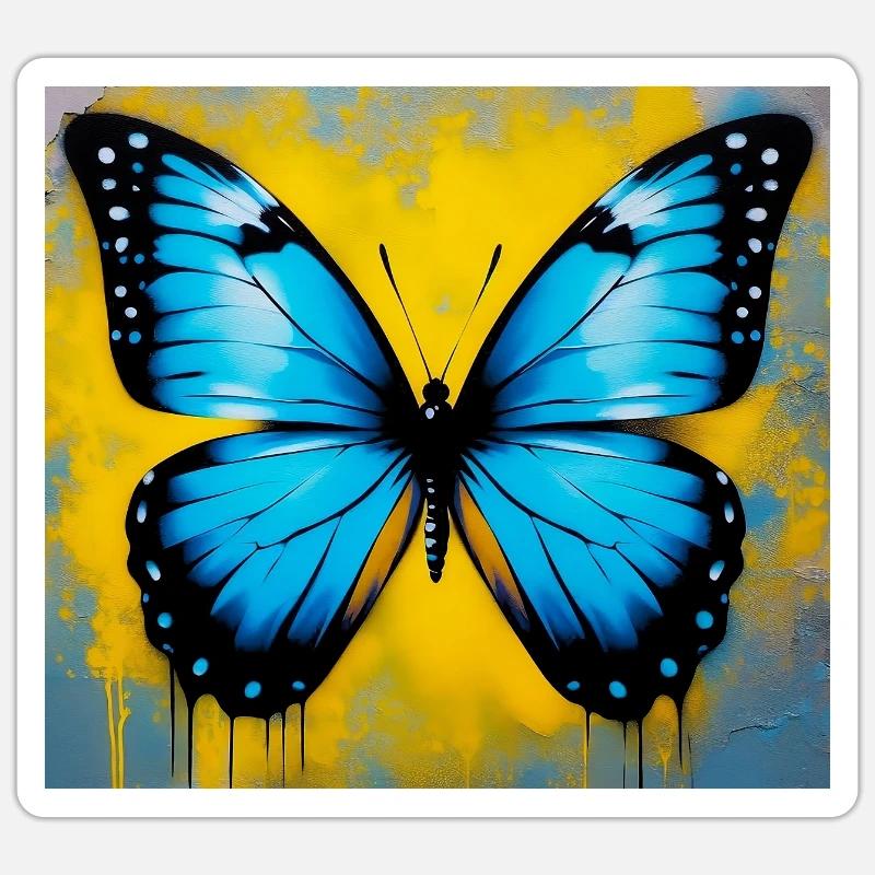 papillon - Sticker taille S (10 x 10 cm) - blanc mat