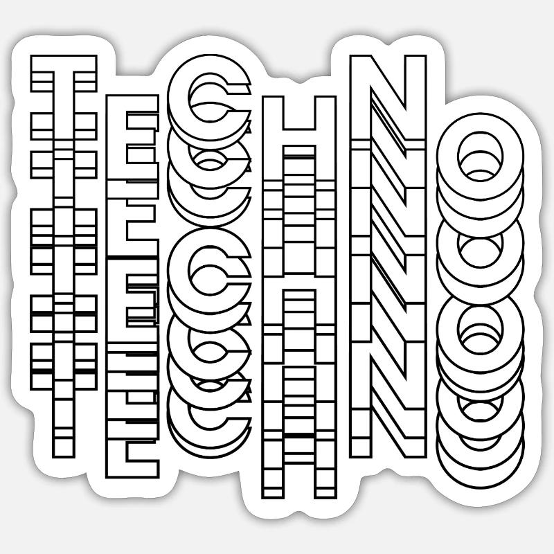 Futuristisches Techno-Typografie-Design - Sticker Größe S (10 x 10 cm) - Mattweiß