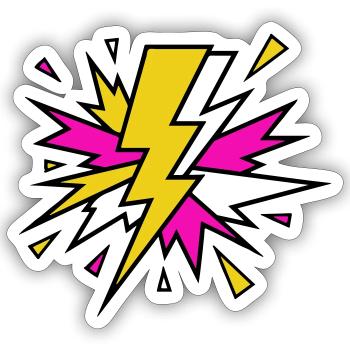 Yellow Beam Neon Explosion - Sticker size S (10 x 10 cm) - white matte - Front