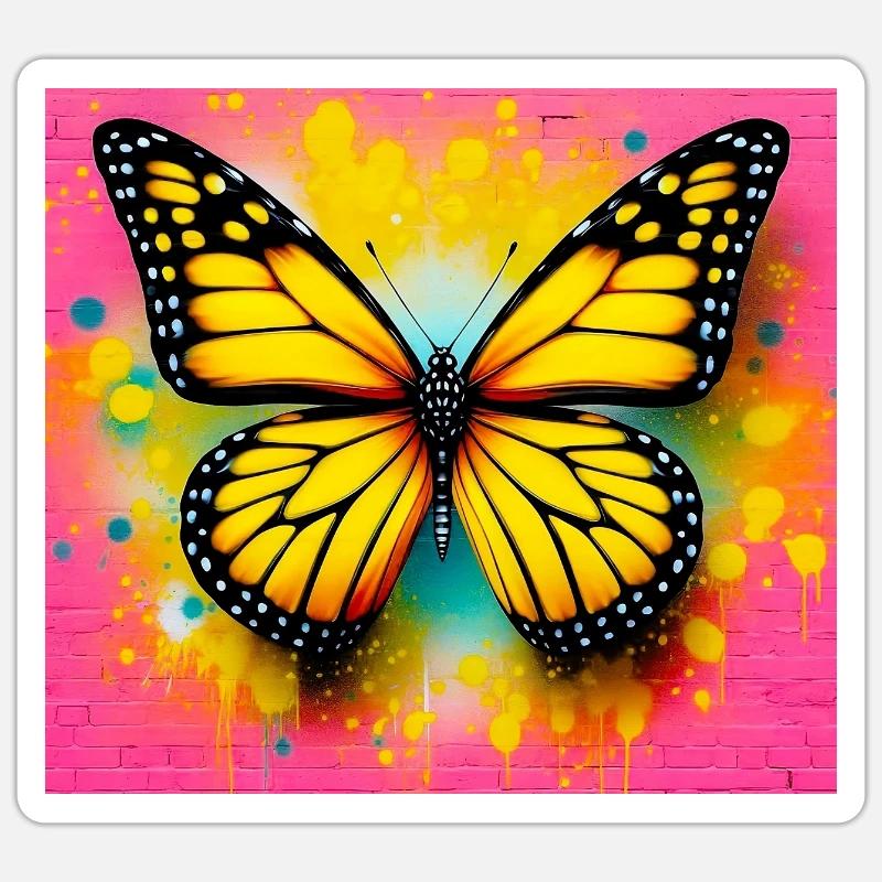 papillon - Sticker taille S (10 x 10 cm) - blanc mat