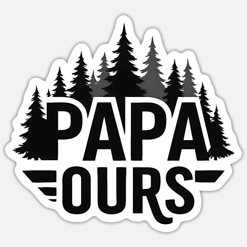 Papa Ourse Foret Silhouette - Sticker taille S (10 x 10 cm) - blanc mat