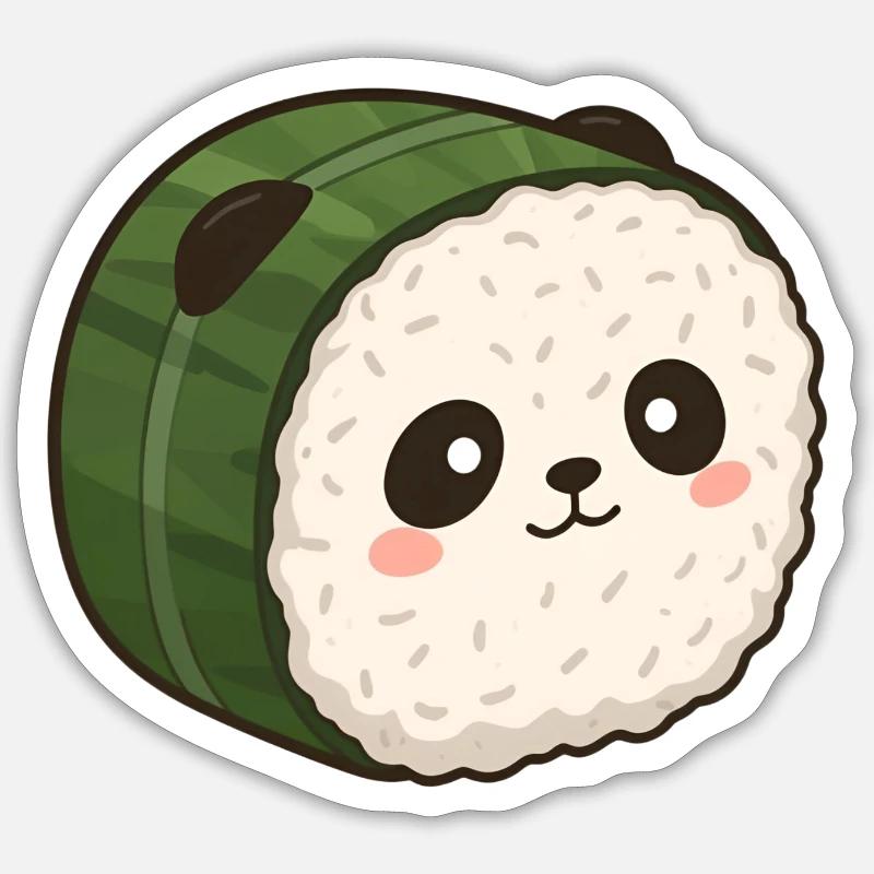 Panda Sushi - Conception culinaire d’anime mignon - Sticker taille S (10 x 10 cm) - blanc mat