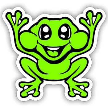 Frog Toad Laughs Funny Jumping Happy Comic - Sticker size S (10 x 10 cm) - white matte - Front