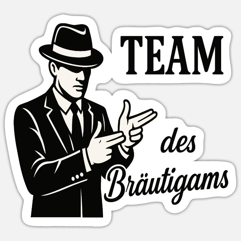 Team des Bräutigams Logo Tee - Sticker Größe S (10 x 10 cm) - Mattweiß