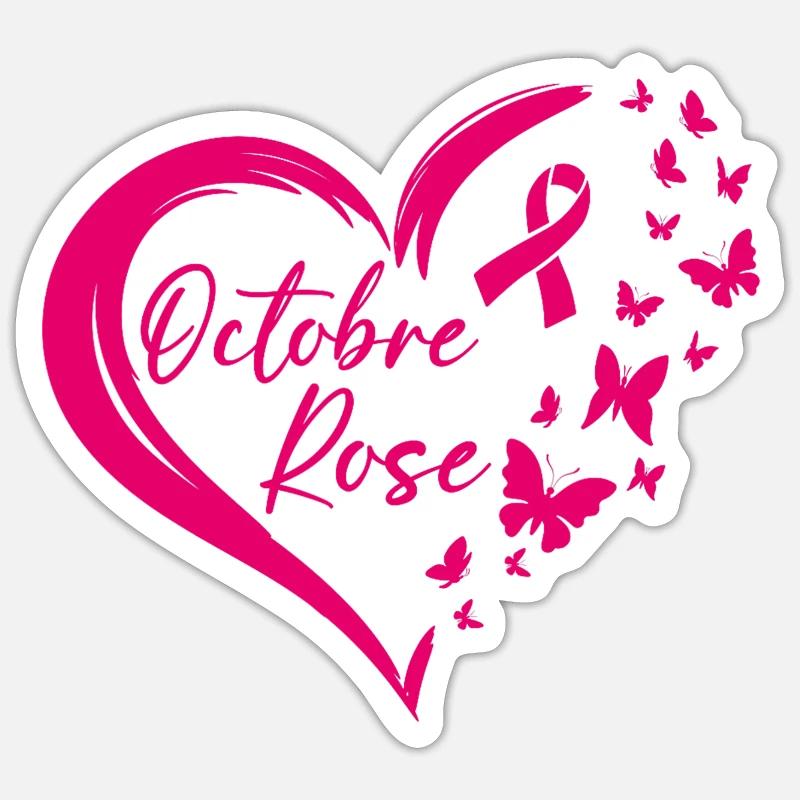 Octobre Rose Ruban Sensibilisation - Sticker taille S (10 x 10 cm) - blanc mat