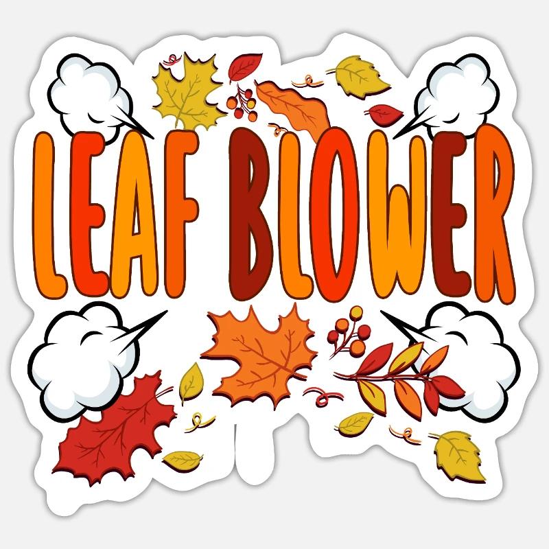 Leaf Blower Autumn Tee - Sticker size S (10 x 10 cm) - white matte
