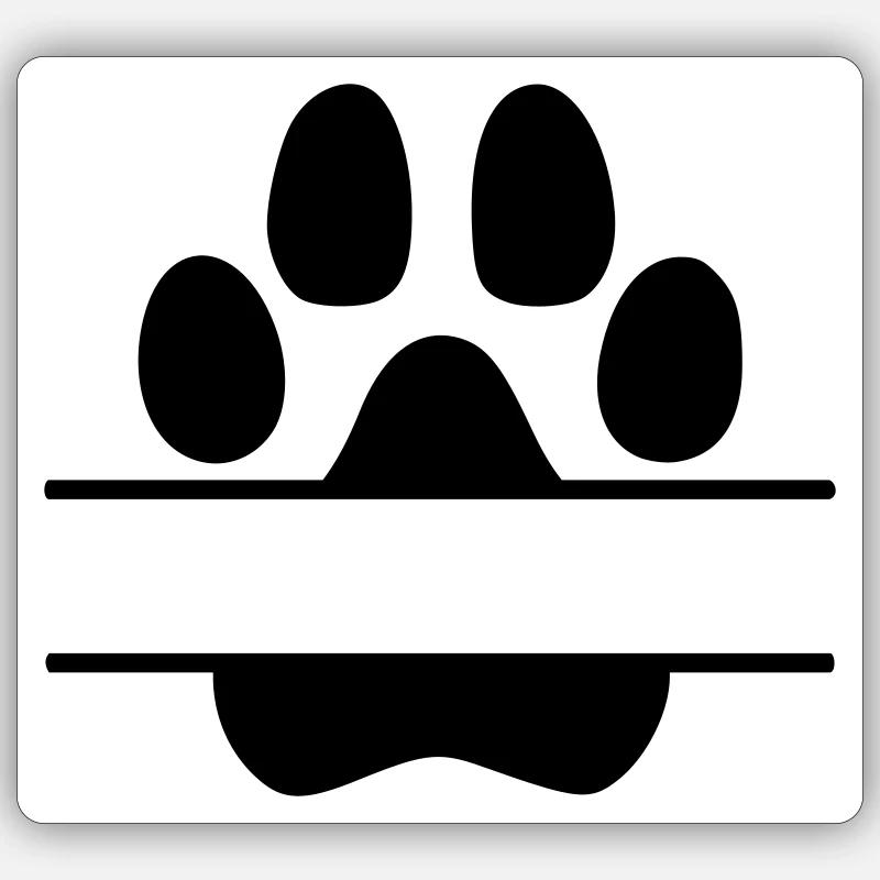 Hundepfoten Namensschild - Sticker Größe S (10 x 10 cm) - Mattweiß