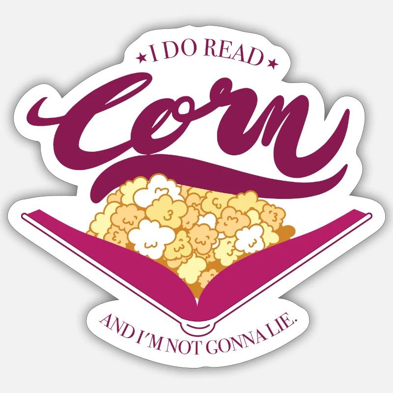 Corn Reading Tee Sticker Größe S (10 x 10 cm)