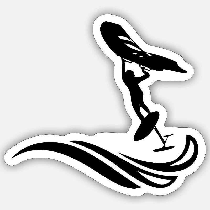 Wingfoiler on wave Sticker size S (10 x 10 cm)