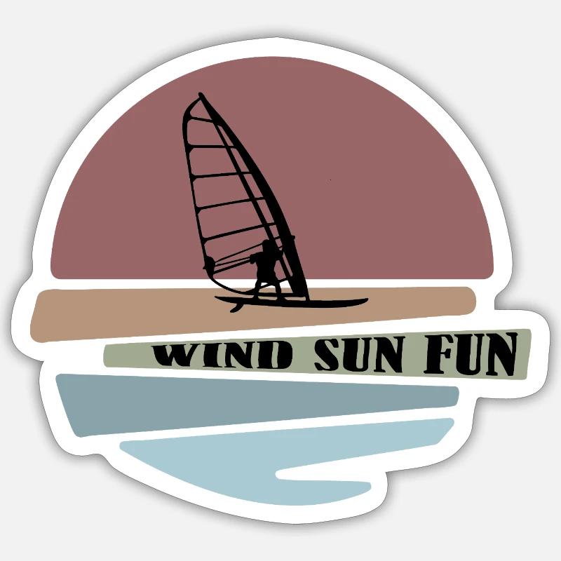 Windsurf Sunset Fun Design Sticker size S (10 x 10 cm)