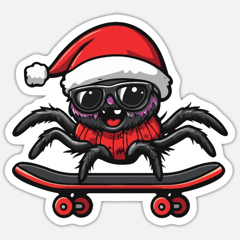 Tarentule Noël drôle - Sticker taille S (10 x 10 cm) - blanc mat