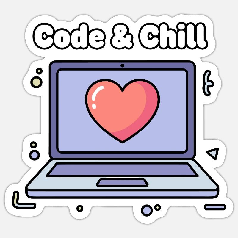 Code & Chill Heart Laptop Sticker size S (10 x 10 cm)