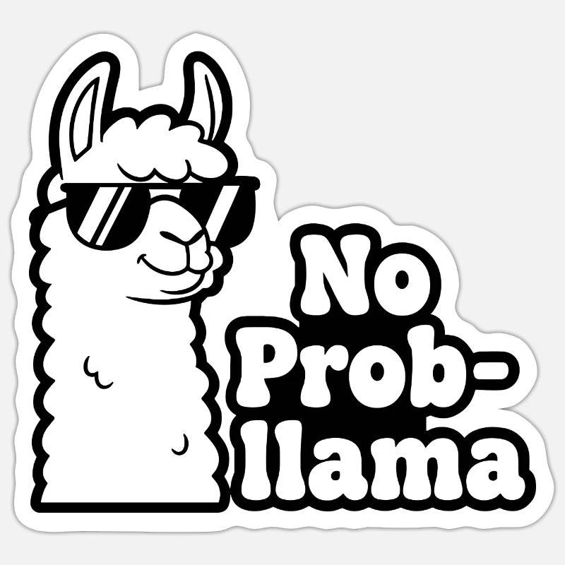 Impression contrastée No Prob Llama Sticker taille S (10 x 10 cm)