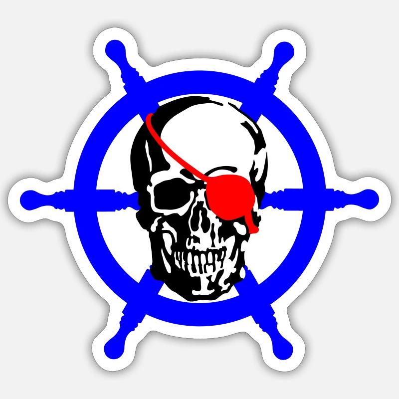 Pirate - Sticker taille S (10 x 10 cm) - blanc mat