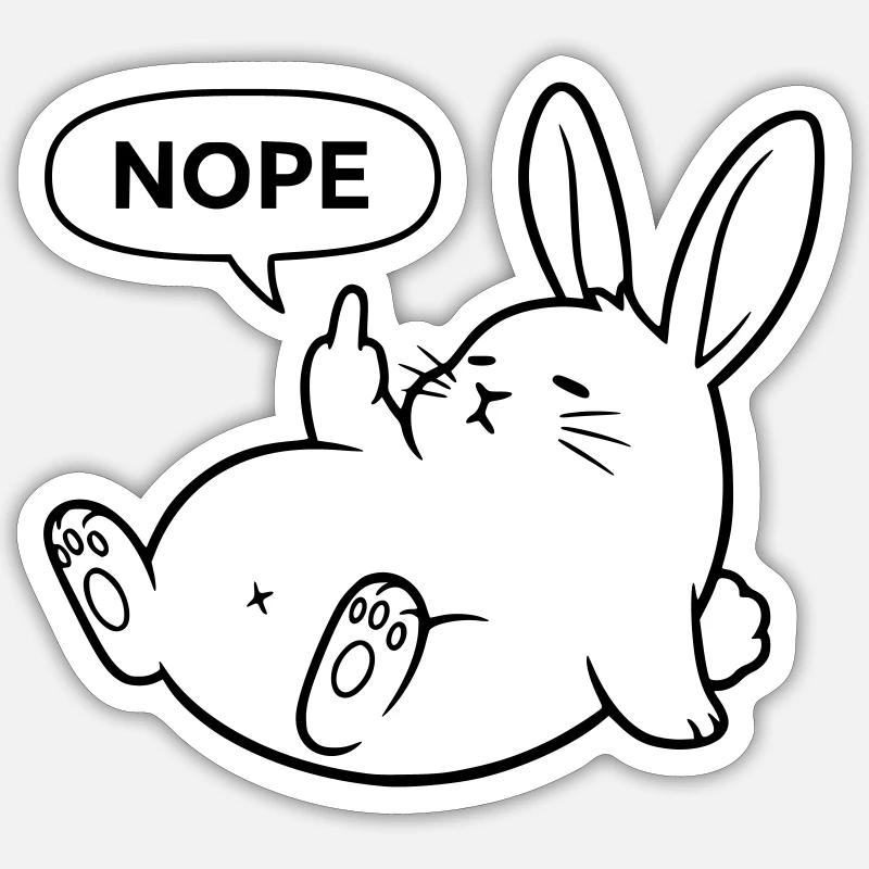 Nope Kaninchen | Freches Hasen Statement - Sticker Größe S (10 x 10 cm) - Mattweiß