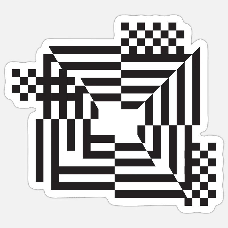 Labyrinth Gitter Monochrom Sticker Größe S (10 x 10 cm)