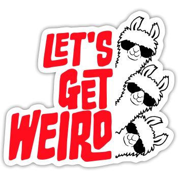 Let's Get Weird 3 Lama Freunde Team Sonnenbrille - Sticker Größe S (10 x 10 cm) - Mattweiß - Vorne
