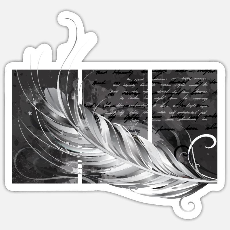 Feder-Triptychon - Sticker Größe S (10 x 10 cm) - Mattweiß