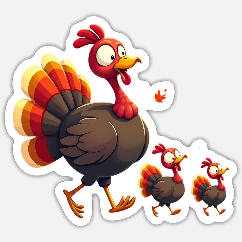 Bébé dinde de Thanksgiving - Sticker taille S (10 x 10 cm) - blanc mat