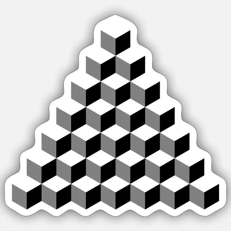 Isometrische Würfelpyramide - Sticker Größe S (10 x 10 cm) - Mattweiß