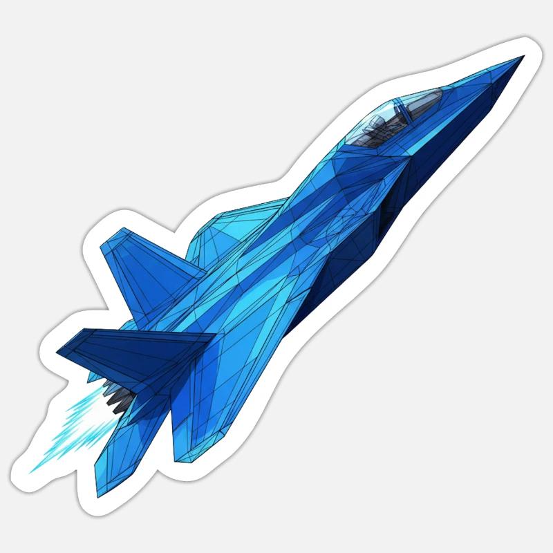 Blue Geometry Jet - Sticker size S (10 x 10 cm) - white matte